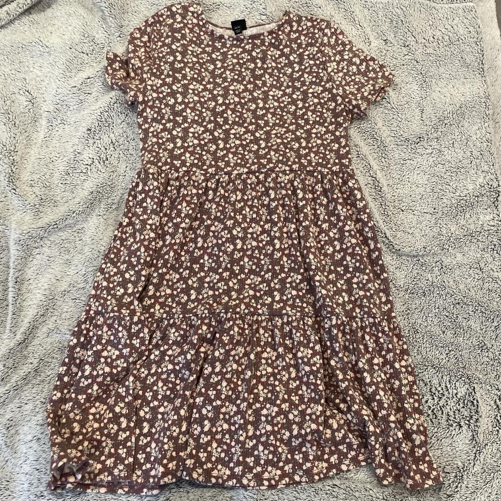 Art Class Floral Kids Dress in Purple and White